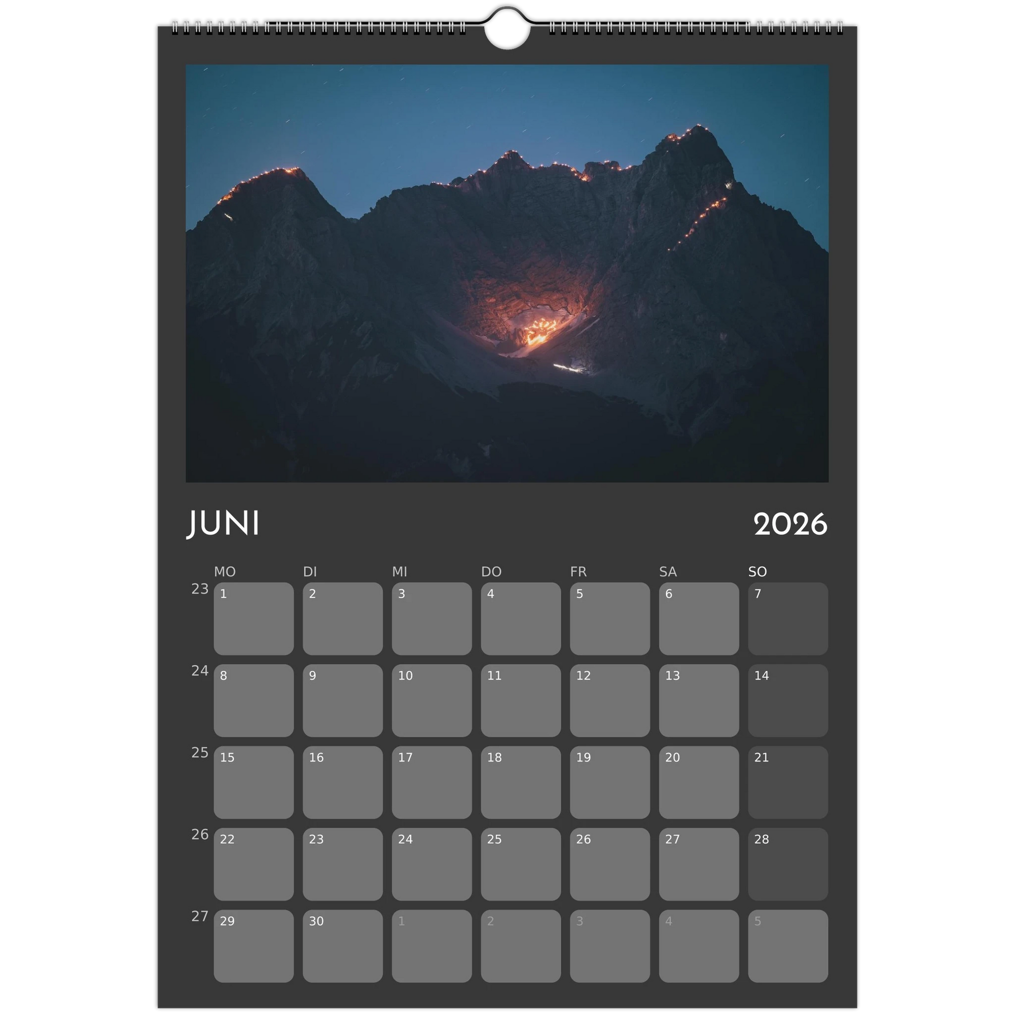 Wandkalender grau 2026 Print Material JFK Photography Prints