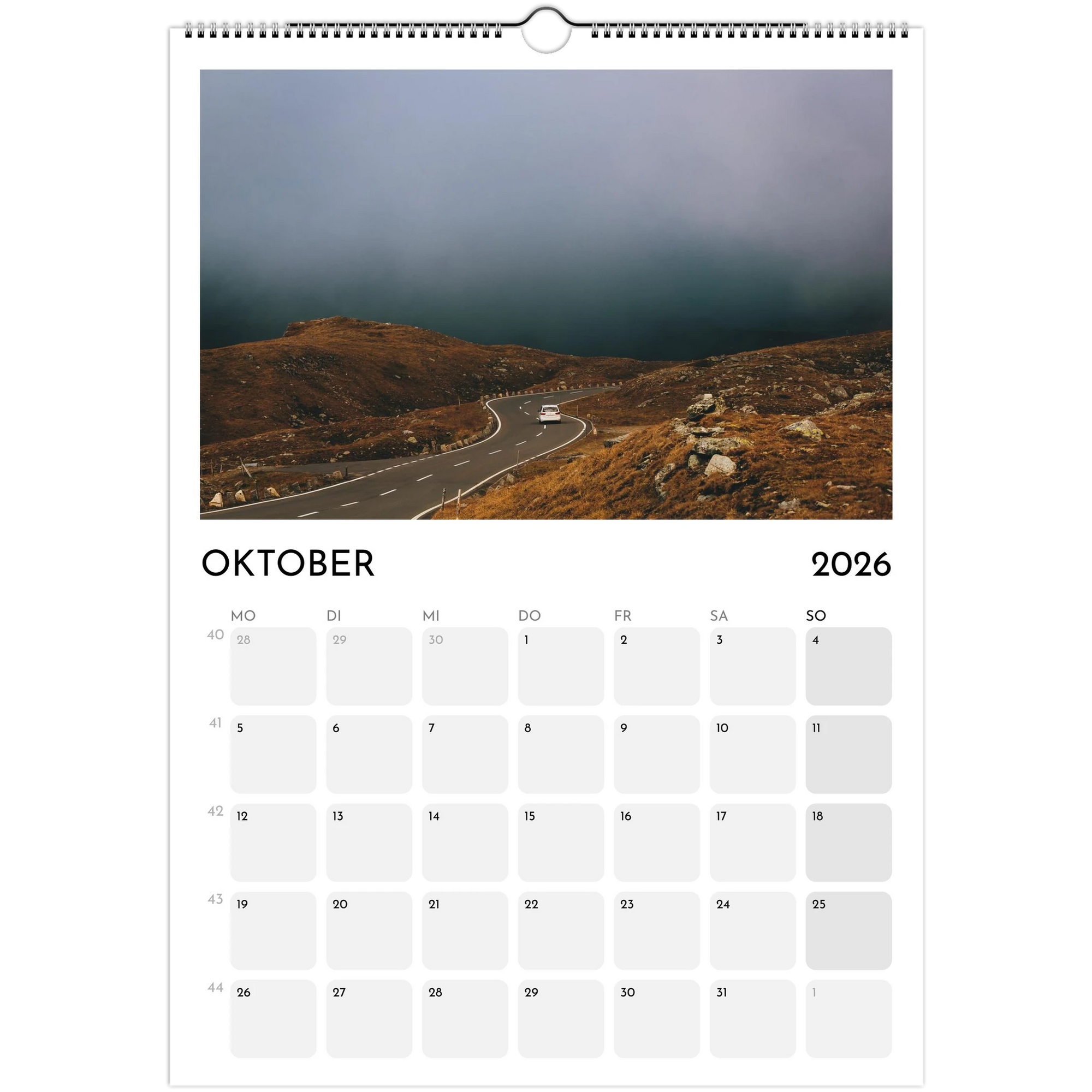 Wandkalender weiss 2026 Print Material JFK Photography Prints