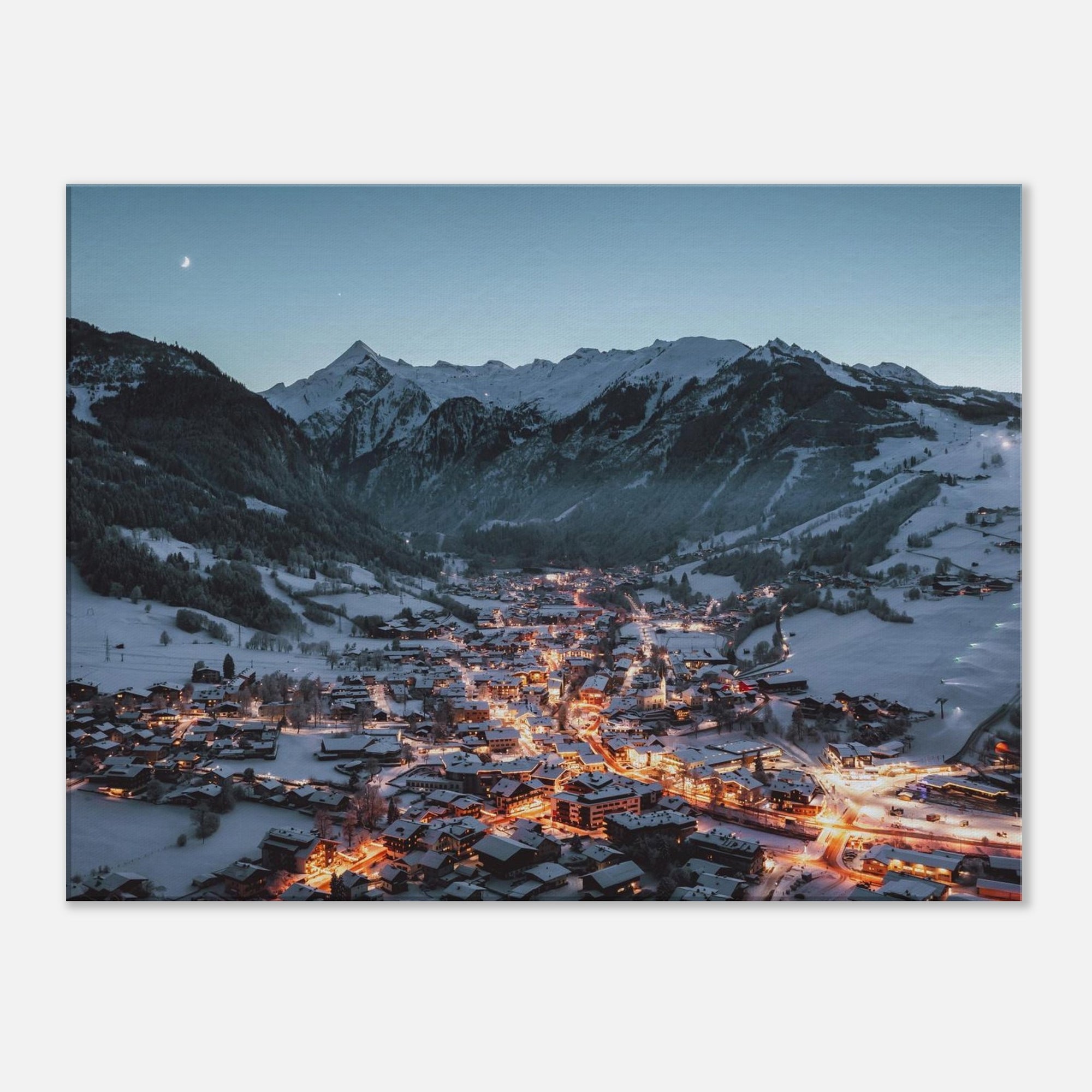 Leinwand Dick - Kaprun mit Kitzsteinhorn Winterabend Print Material JFK Photography Prints 60x80 cm / 24x32″