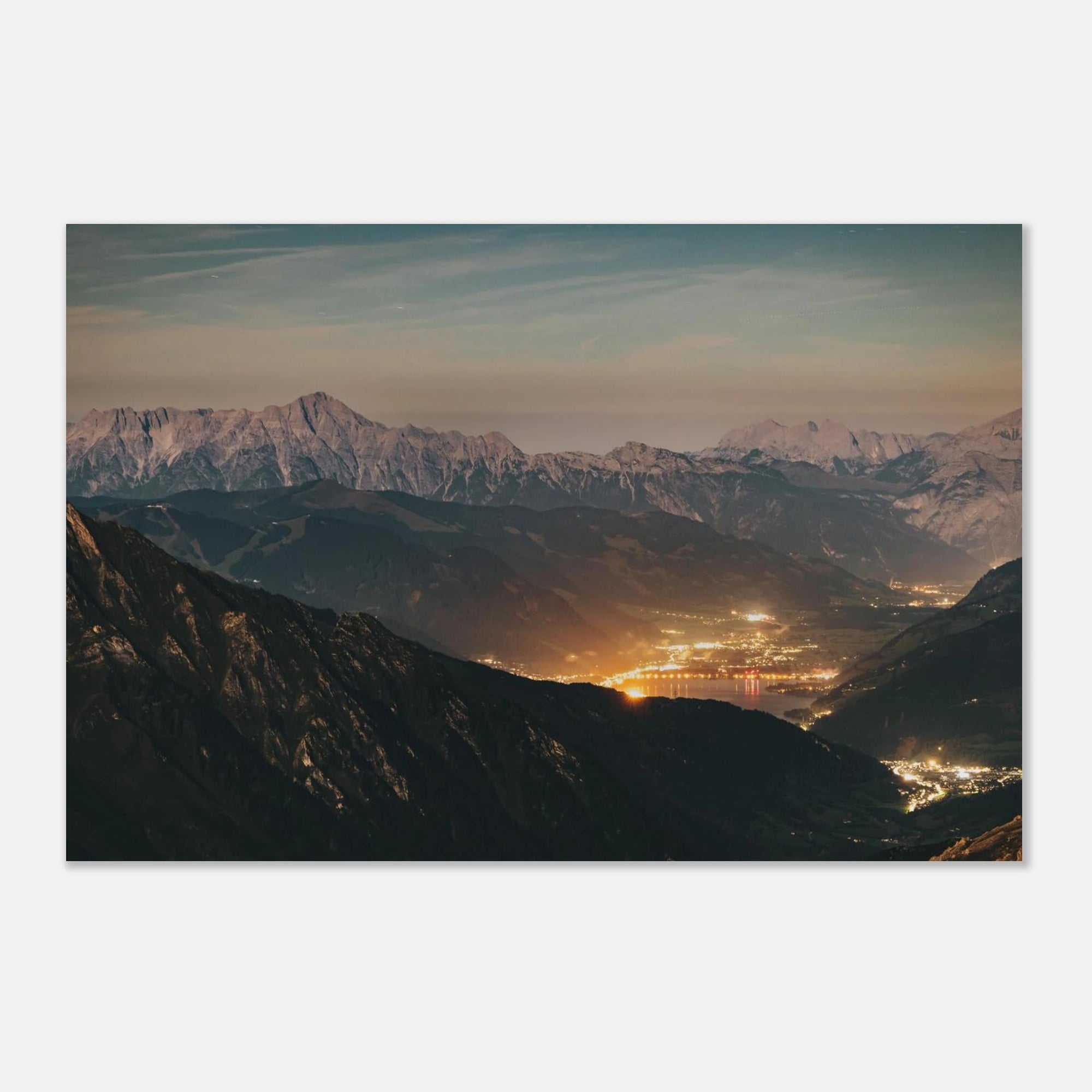 Aluminiumdruck - Abendstimmung über Zell am See und den Leoganger Steinbergen Print Material JFK Photography Prints 30x45 cm / 12x18″