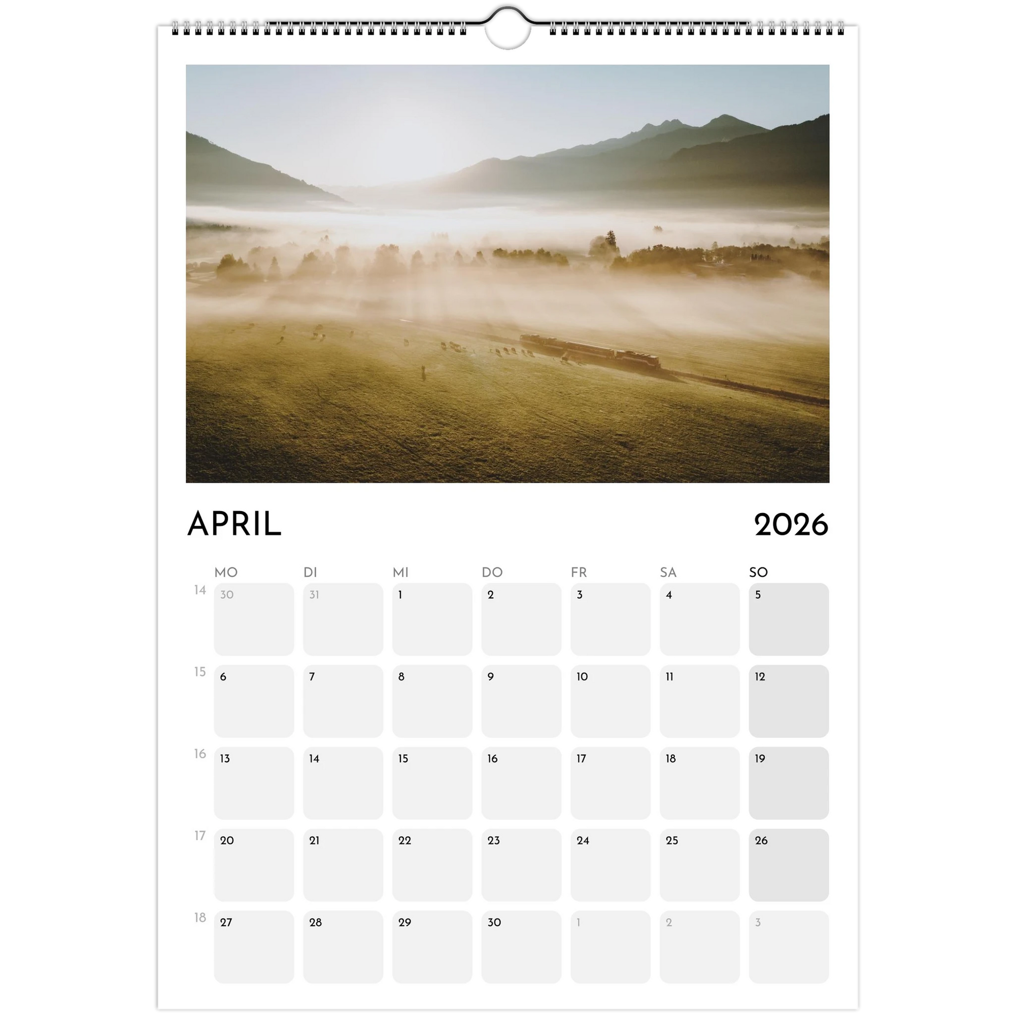 Wandkalender weiss 2026 Print Material JFK Photography Prints
