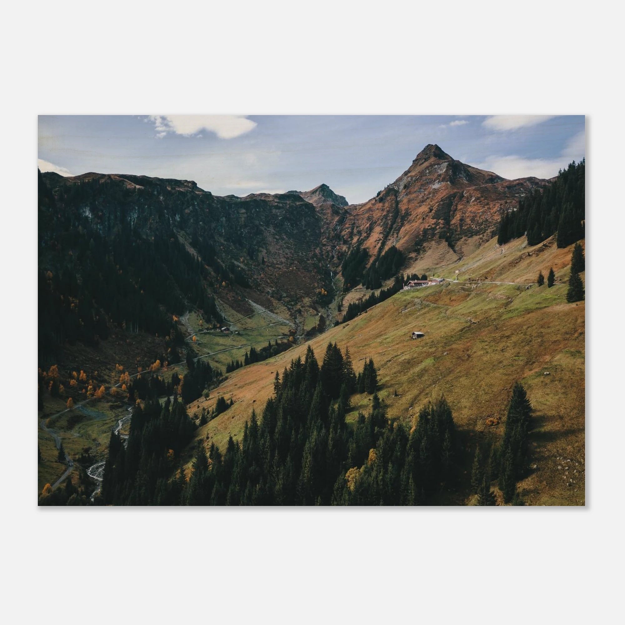 Holzdruck - Hintertal mit Tristkogel im Herbst Print Material JFK Photography Prints 50x70 cm / 20x28″