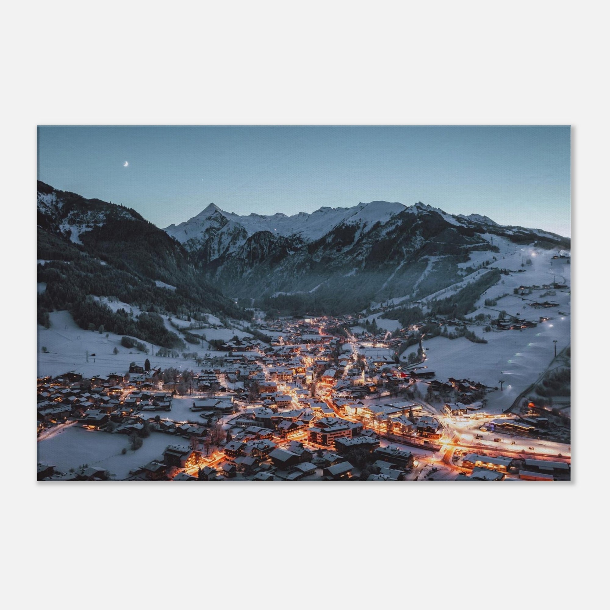 Leinwand Dick - Kaprun mit Kitzsteinhorn Winterabend Print Material JFK Photography Prints 60x90 cm / 24x36″
