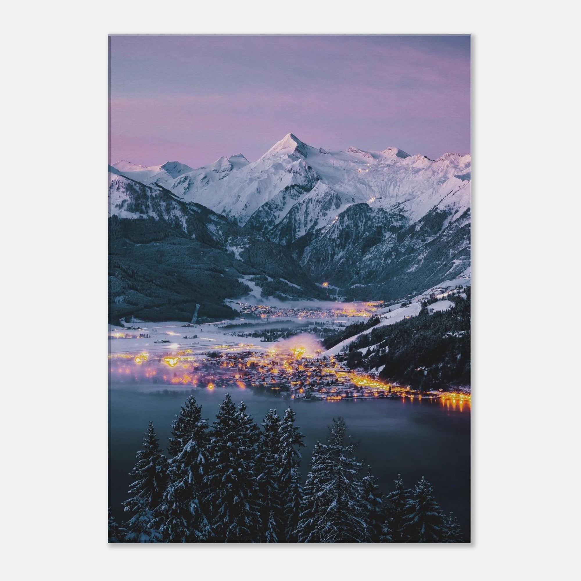 Leinwand Dick - Wintermorgen, Kaprun mit Kitzsteinhorn und Zeller See Print Material JFK Photography Prints 50x70 cm / 20x28″