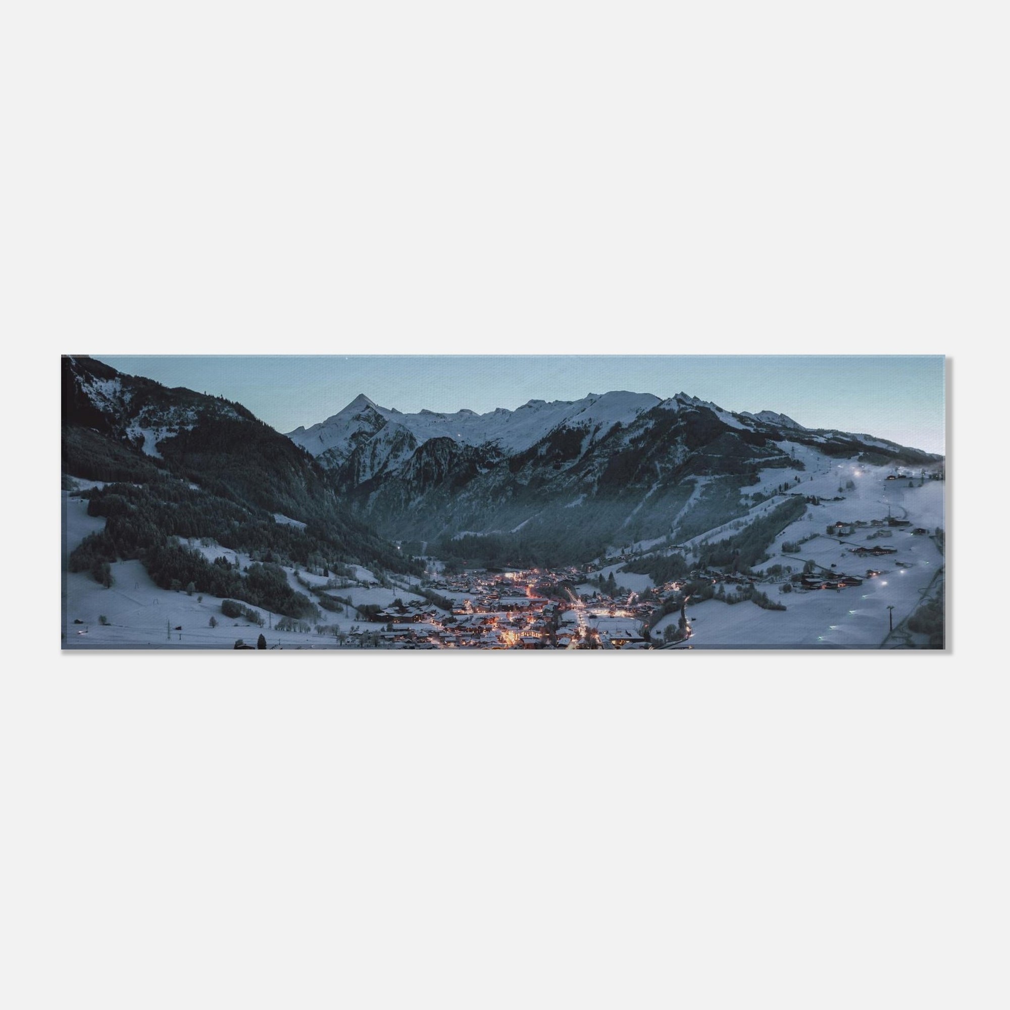 Leinwand Dick - Kaprun mit Kitzsteinhorn Winterabend Print Material JFK Photography Prints 20x60 cm / 8x24″