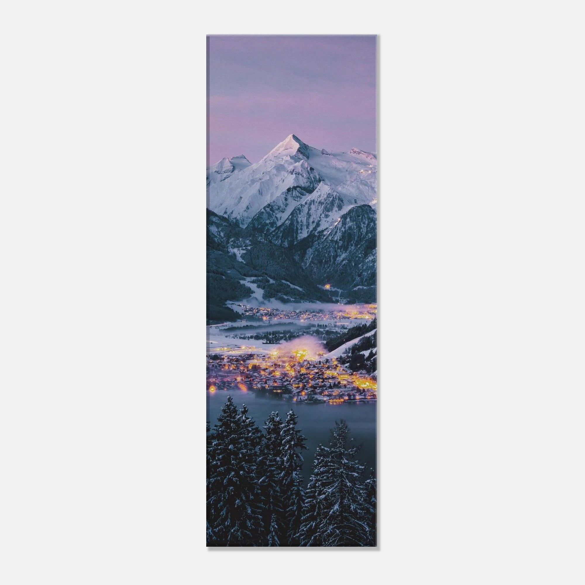 Leinwand Dick - Wintermorgen, Kaprun mit Kitzsteinhorn und Zeller See Print Material JFK Photography Prints 20x60 cm / 8x24″