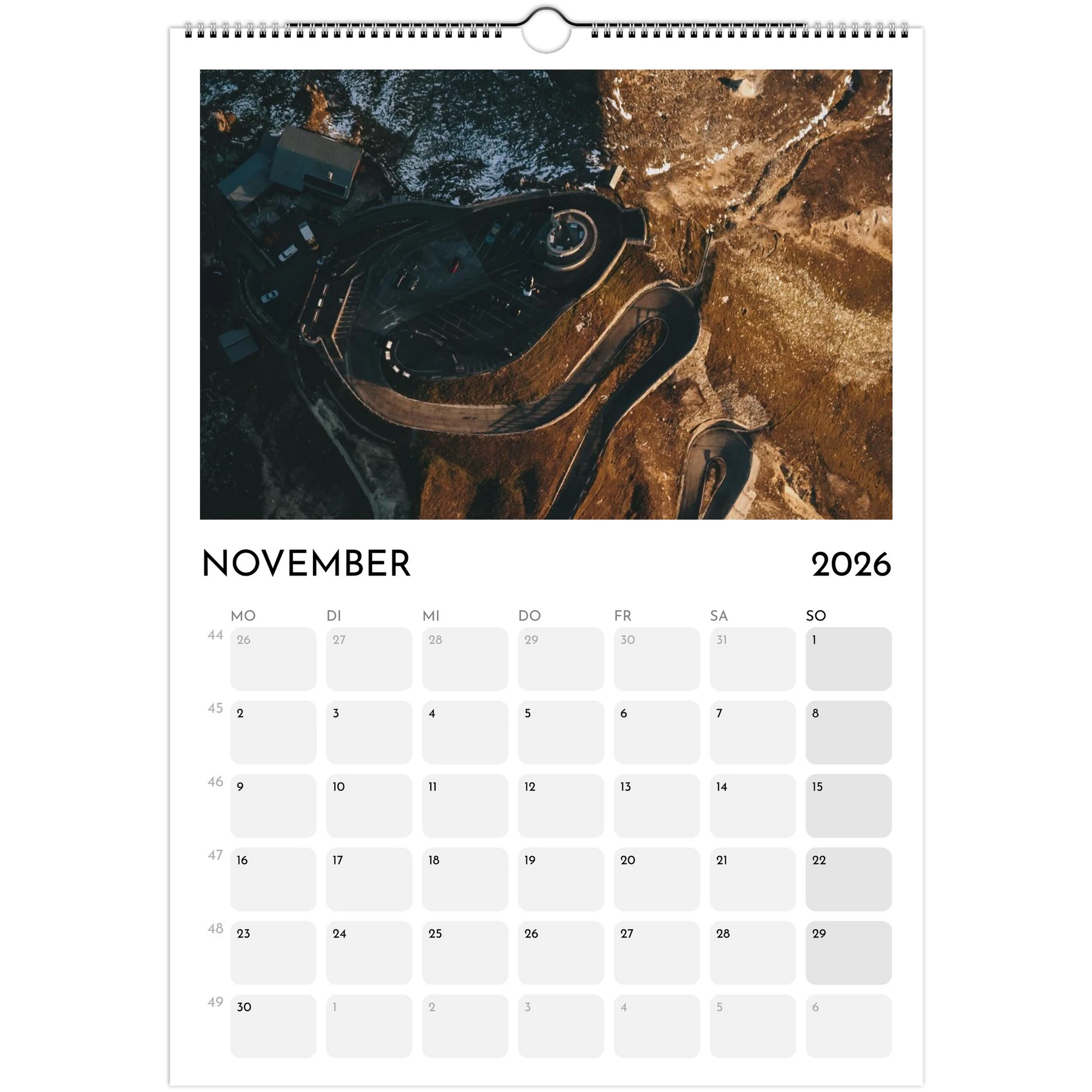 Wandkalender weiss 2026 Print Material JFK Photography Prints