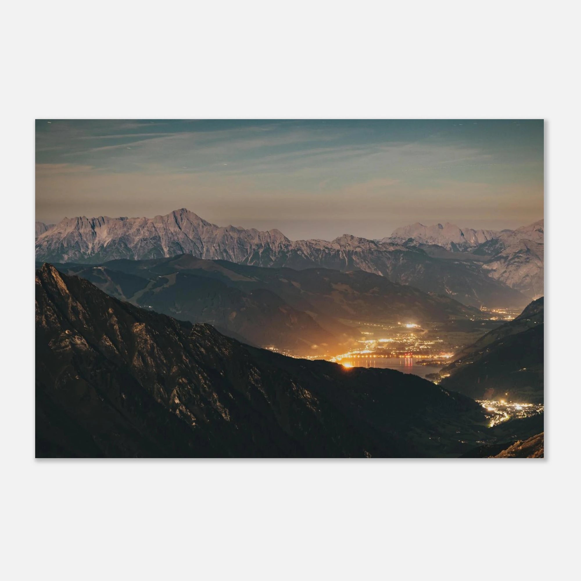 Aluminiumdruck - Abendstimmung über Zell am See und den Leoganger Steinbergen Print Material JFK Photography Prints 60x90 cm / 24x36″