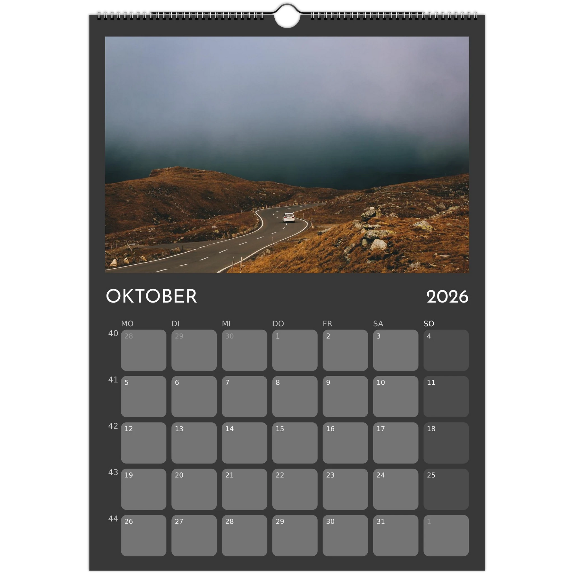 Wandkalender grau 2026 Print Material JFK Photography Prints