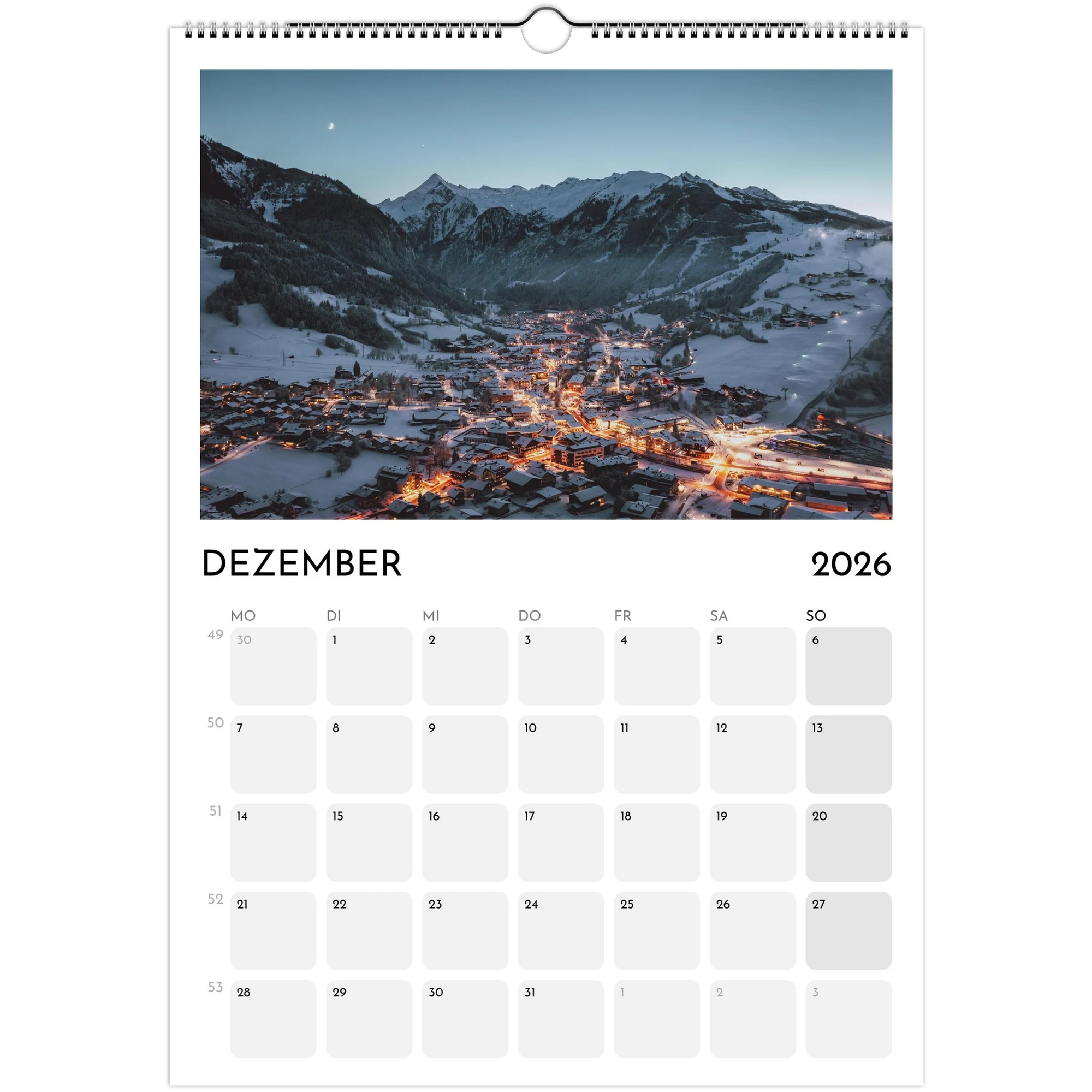 Wandkalender weiss 2026 Print Material JFK Photography Prints