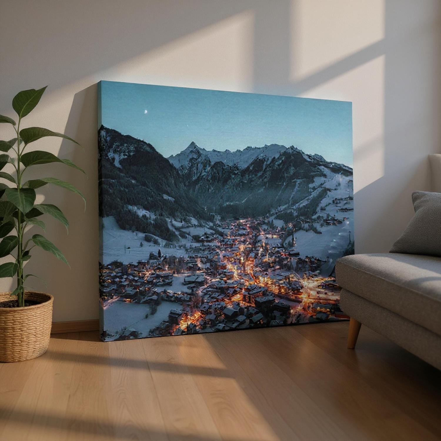 Leinwand Dick - Kaprun mit Kitzsteinhorn Winterabend Print Material JFK Photography Prints