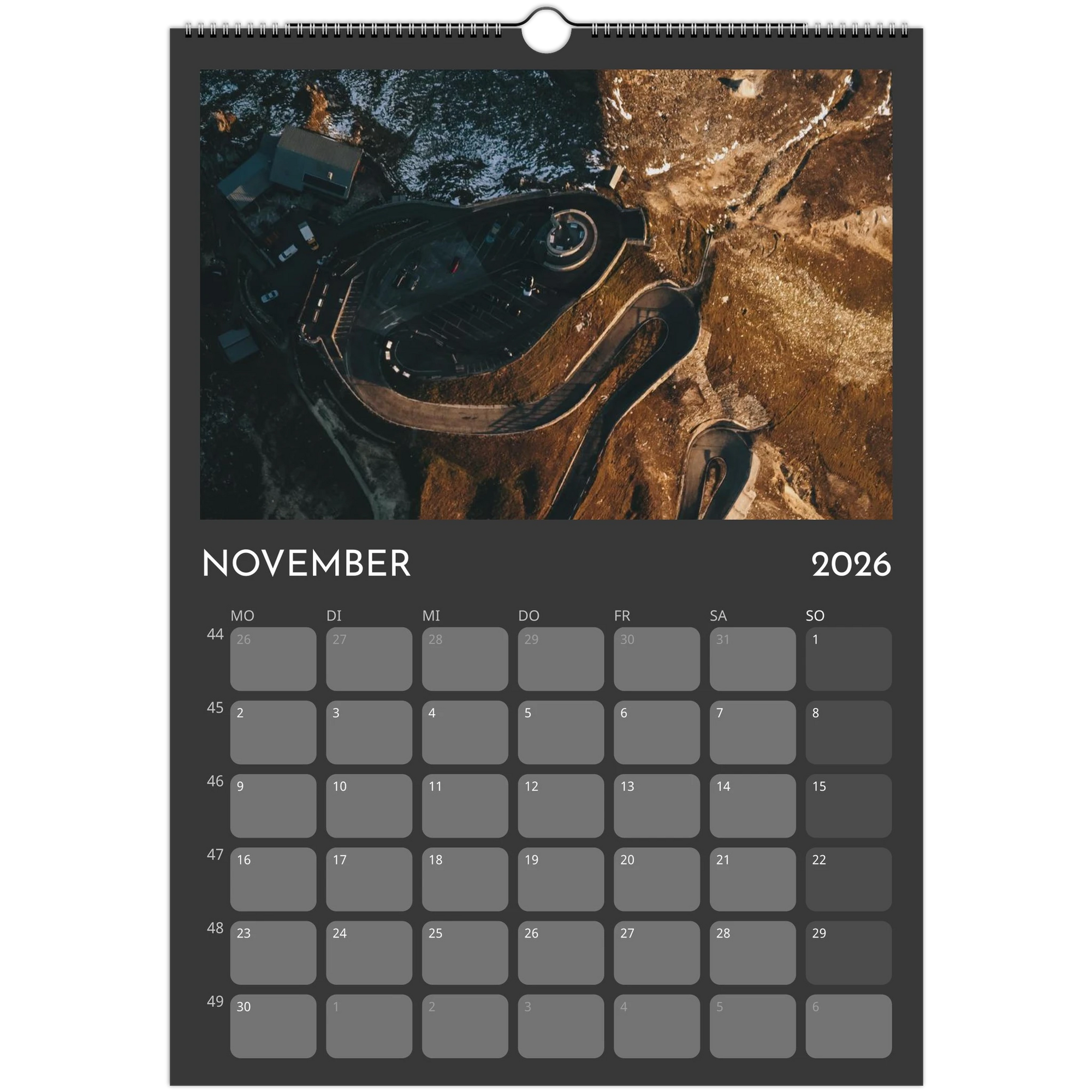 Wandkalender grau 2026 Print Material JFK Photography Prints