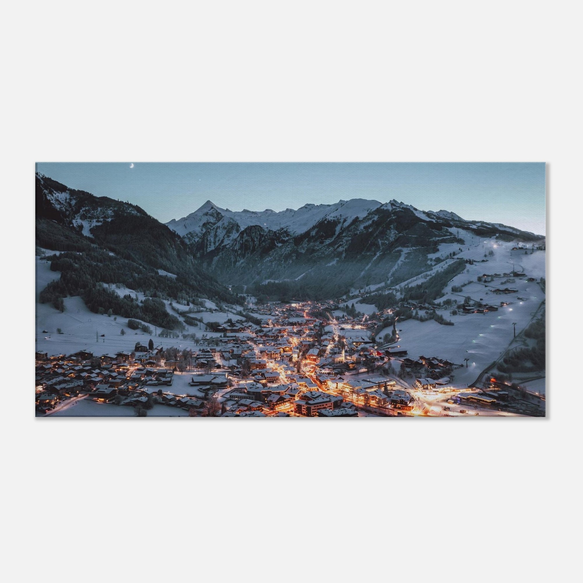 Leinwand Dick - Kaprun mit Kitzsteinhorn Winterabend Print Material JFK Photography Prints 50x100 cm / 20x40″