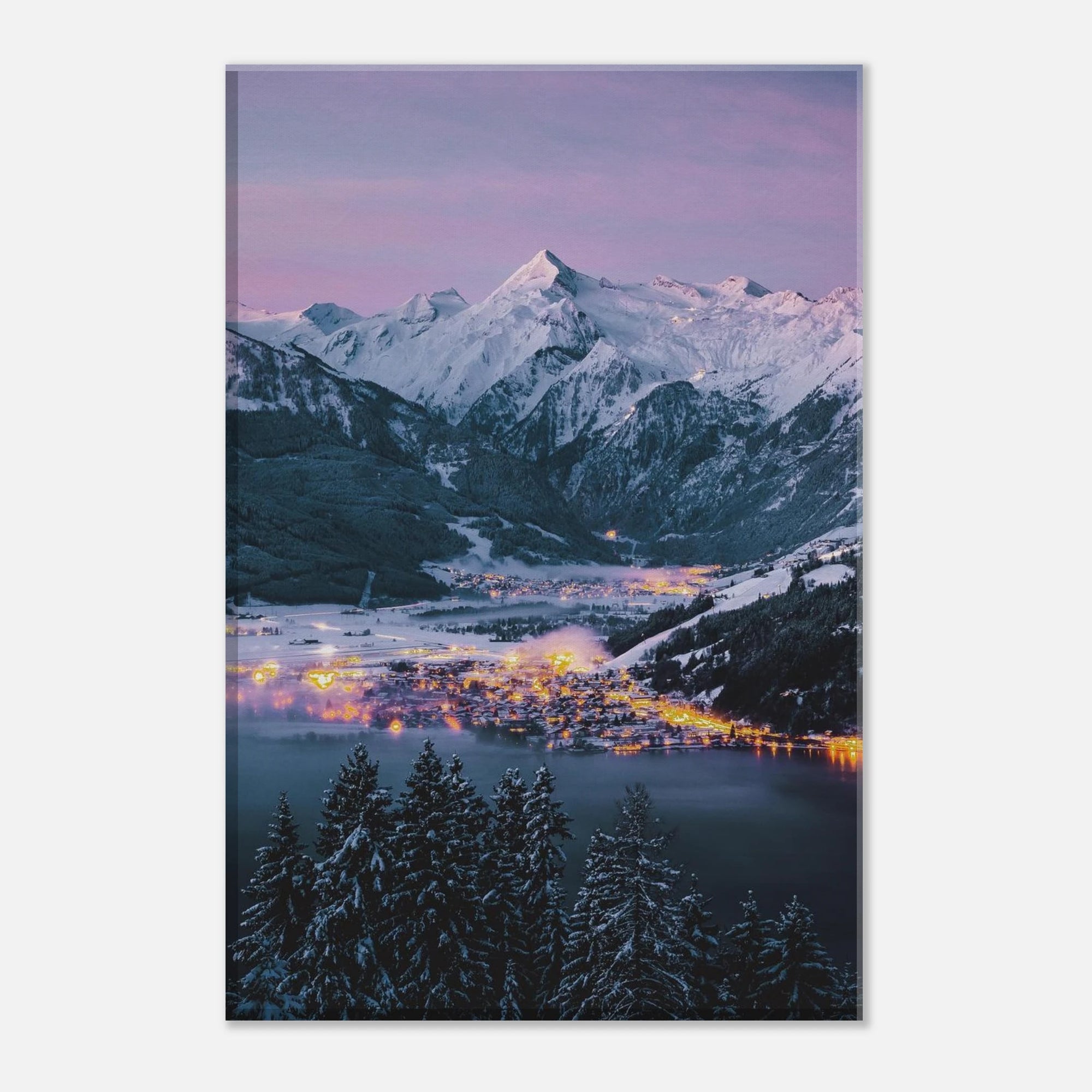Leinwand Dick - Wintermorgen, Kaprun mit Kitzsteinhorn und Zeller See Print Material JFK Photography Prints 20x30 cm / 8x12″