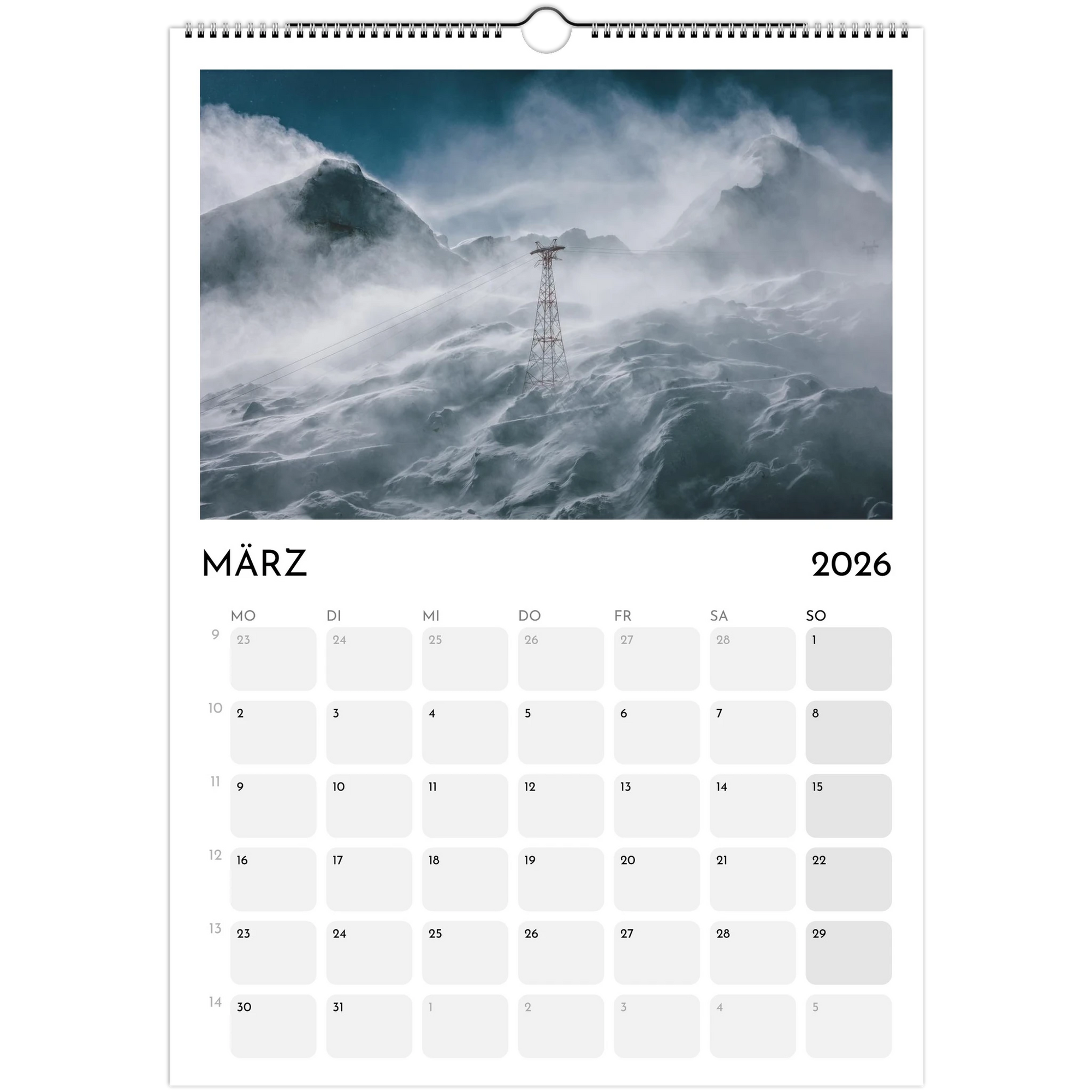 Wandkalender weiss 2026 Print Material JFK Photography Prints