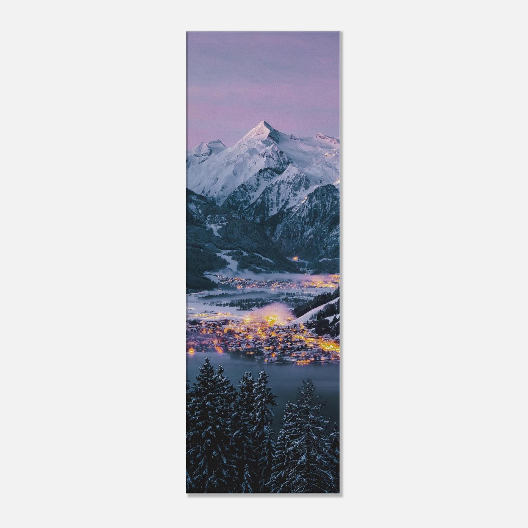 Leinwand Dick - Wintermorgen, Kaprun mit Kitzsteinhorn und Zeller See Print Material JFK Photography Prints 30x90 cm / 12x36″
