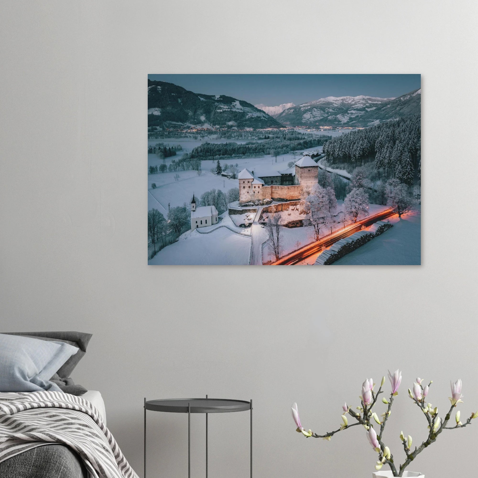Forex - Burg Kaprun Winterabend Print Material JFK Photography Prints
