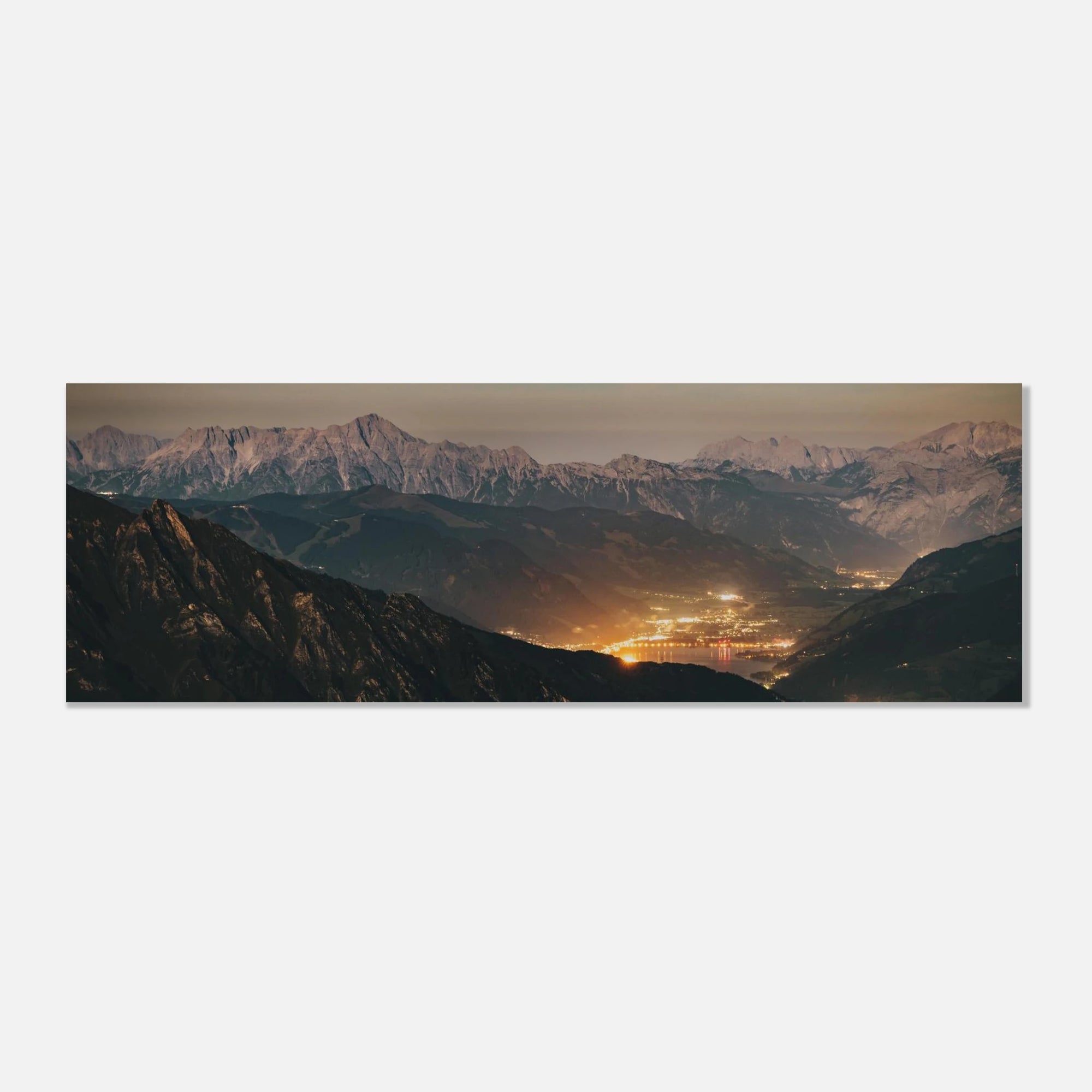 Aluminiumdruck - Abendstimmung über Zell am See und den Leoganger Steinbergen Print Material JFK Photography Prints 30x90 cm / 12x36″