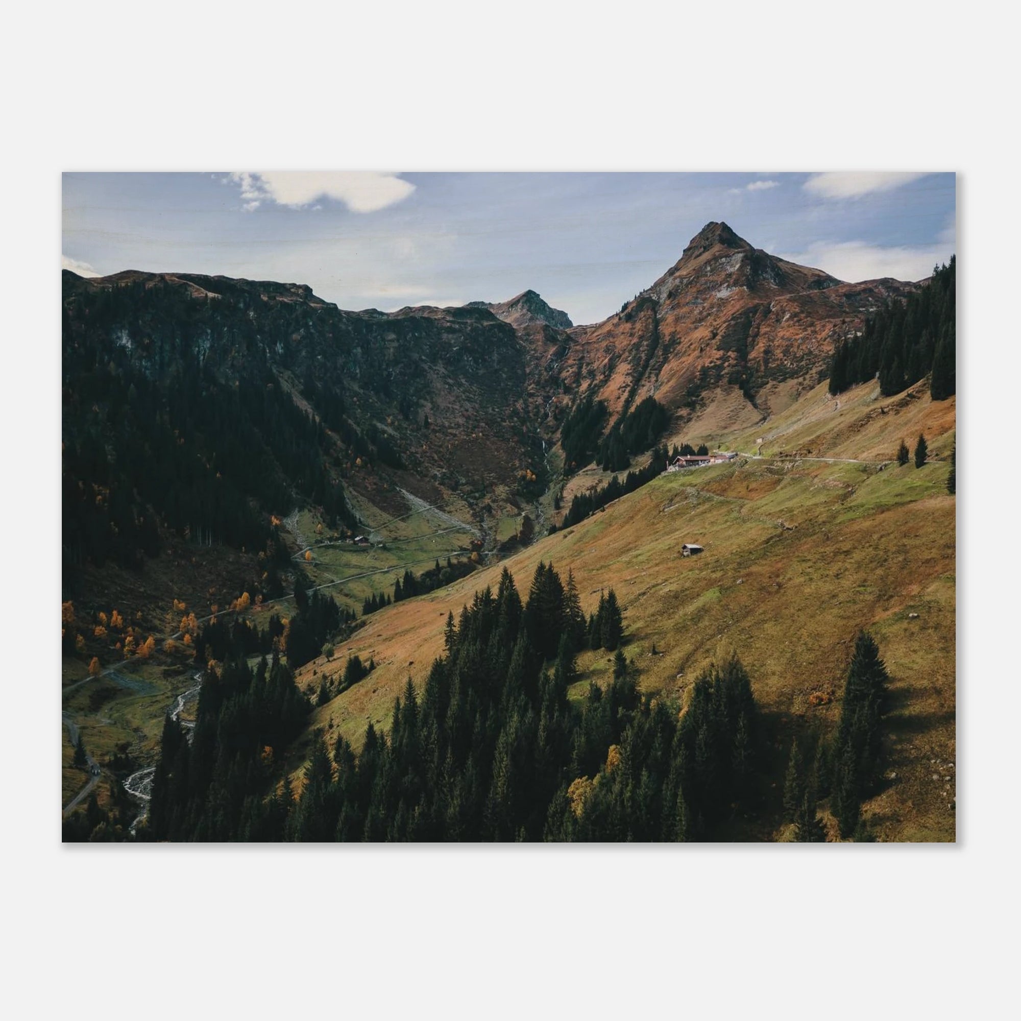 Holzdruck - Hintertal mit Tristkogel im Herbst Print Material JFK Photography Prints 45x60 cm / 18x24″