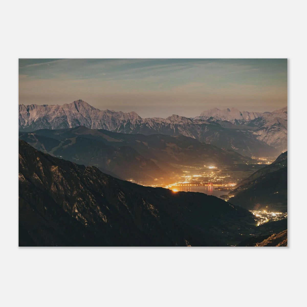 Aluminiumdruck - Abendstimmung über Zell am See und den Leoganger Steinbergen Print Material JFK Photography Prints 70x100 cm / 28x40″