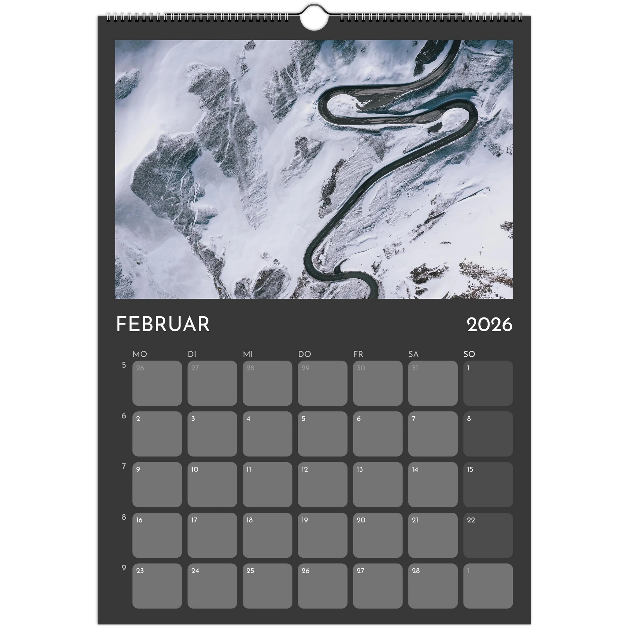 Wandkalender grau 2026 Print Material JFK Photography Prints