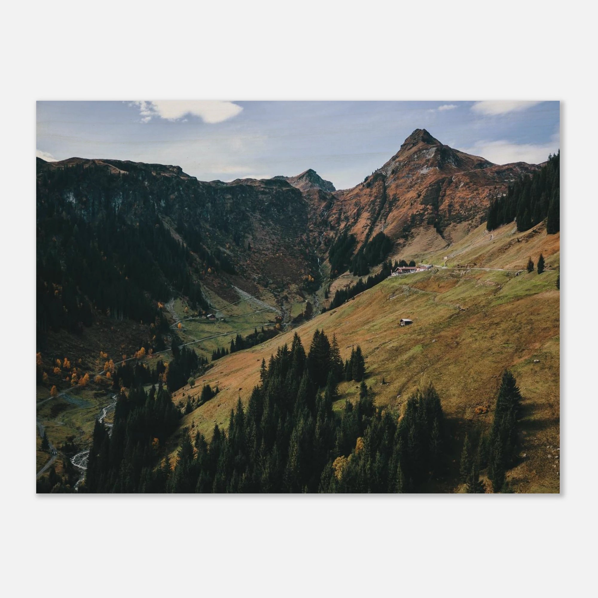 Holzdruck - Hintertal mit Tristkogel im Herbst Print Material JFK Photography Prints 30x40 cm / 12x16″
