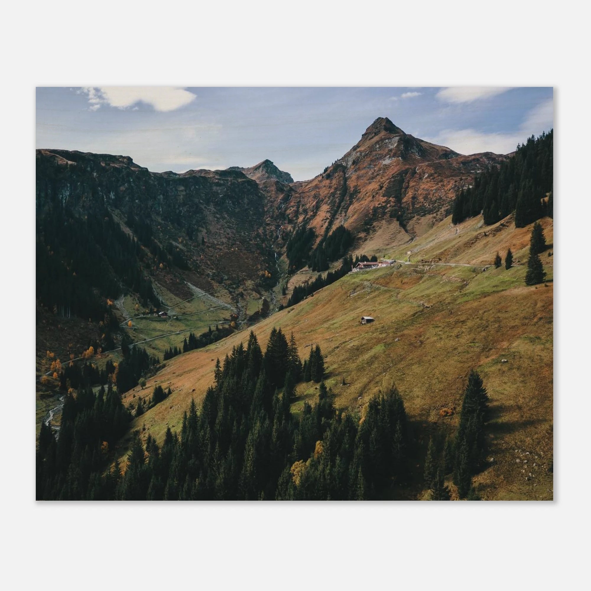 Holzdruck - Hintertal mit Tristkogel im Herbst Print Material JFK Photography Prints 40x50 cm / 16x20″