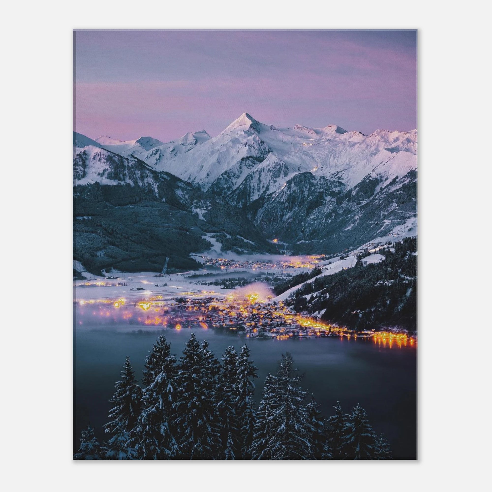 Leinwand Dick - Wintermorgen, Kaprun mit Kitzsteinhorn und Zeller See Print Material JFK Photography Prints 40x50 cm / 16x20″