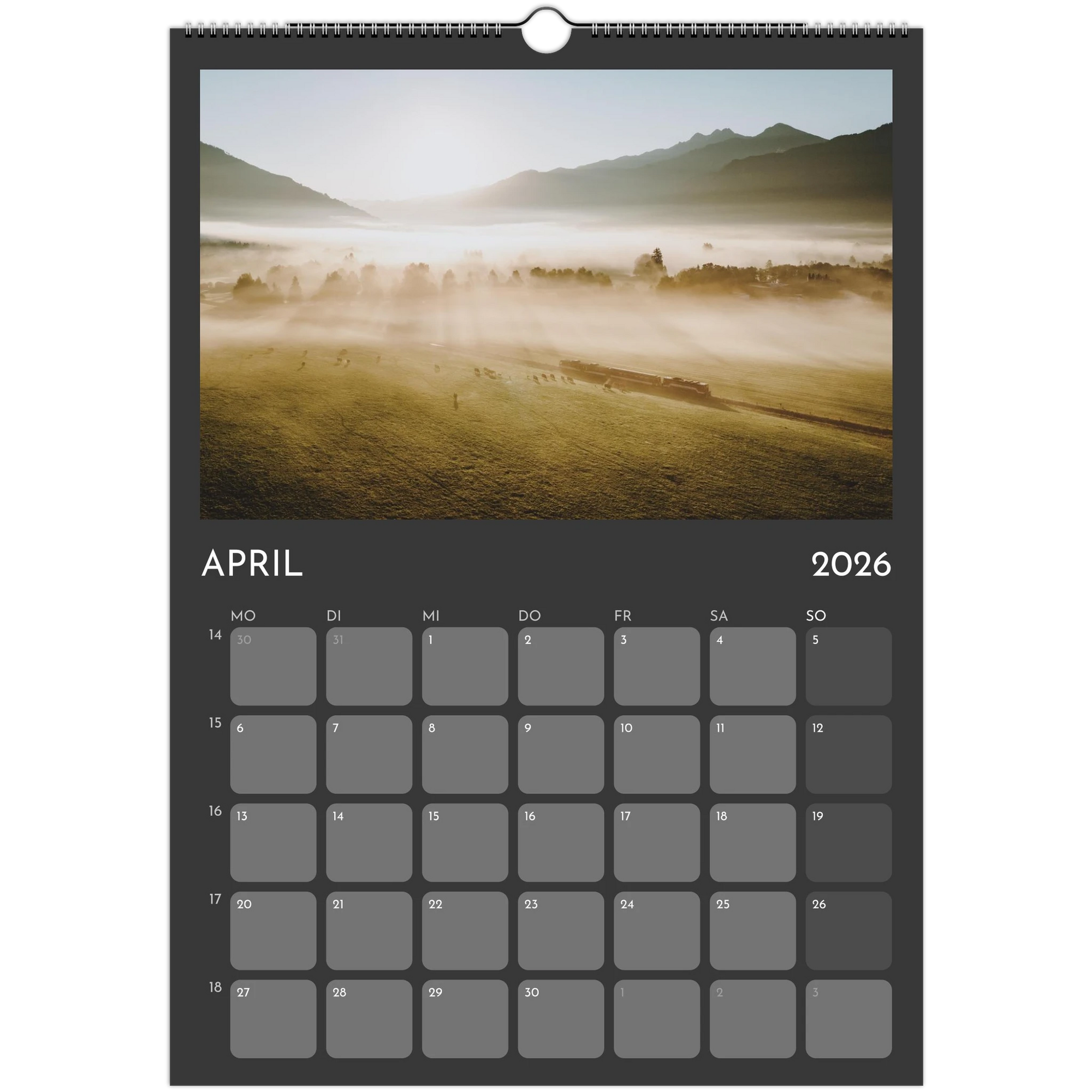 Wandkalender grau 2026 Print Material JFK Photography Prints