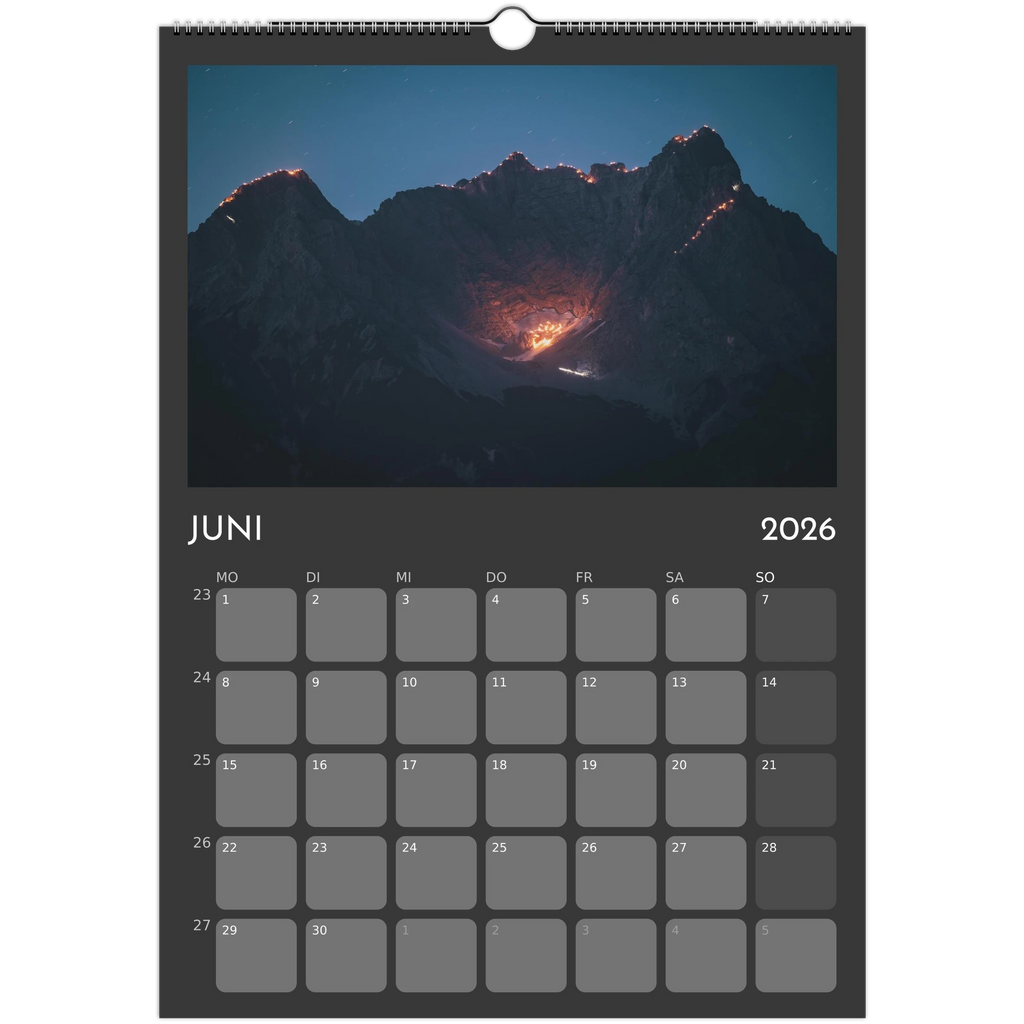 Wandkalender grau 2026 Print Material JFK Photography Prints