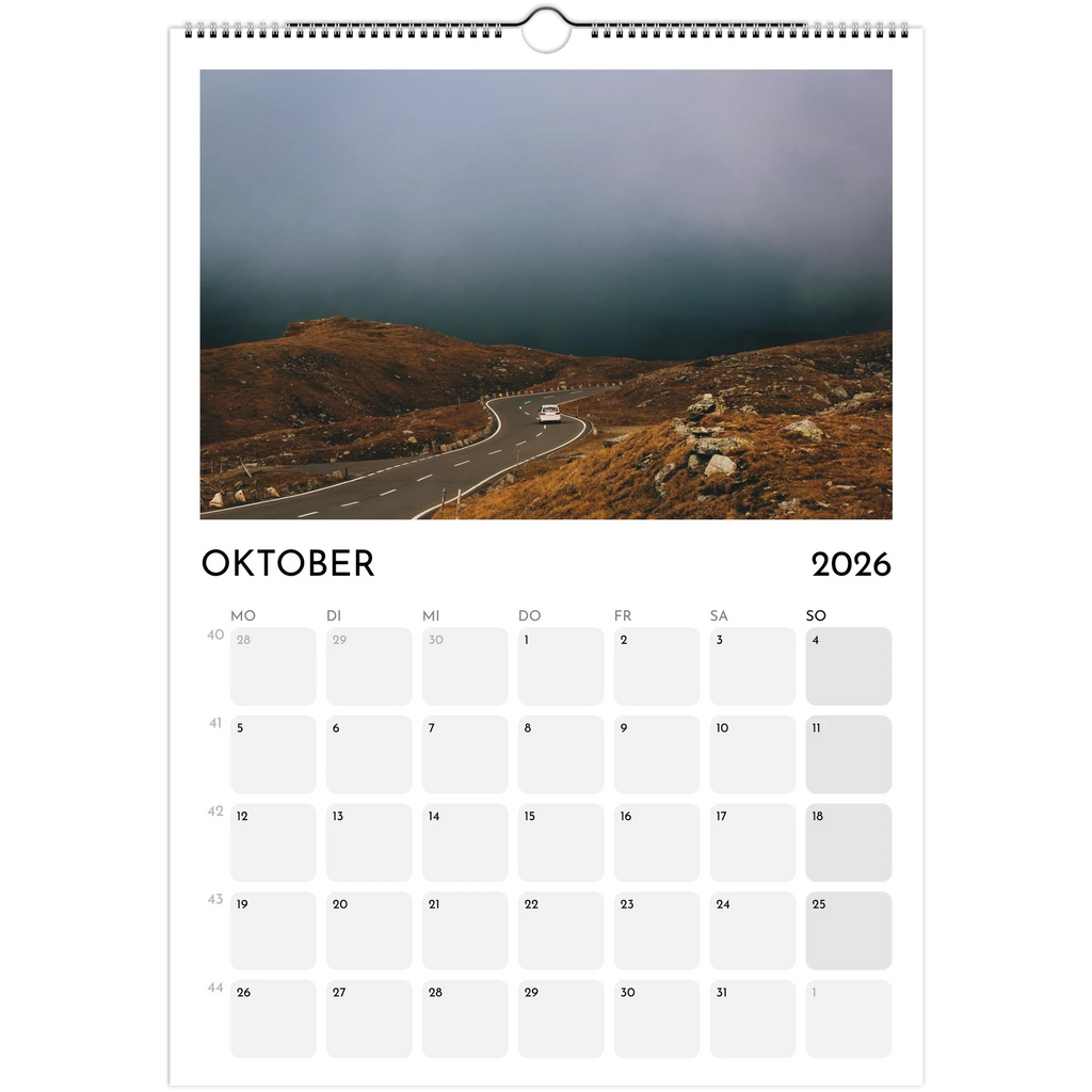 Wandkalender weiss 2026 Print Material JFK Photography Prints