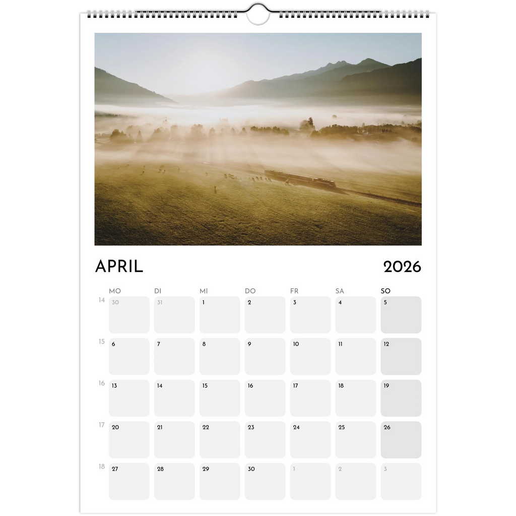 Wandkalender weiss 2026 Print Material JFK Photography Prints