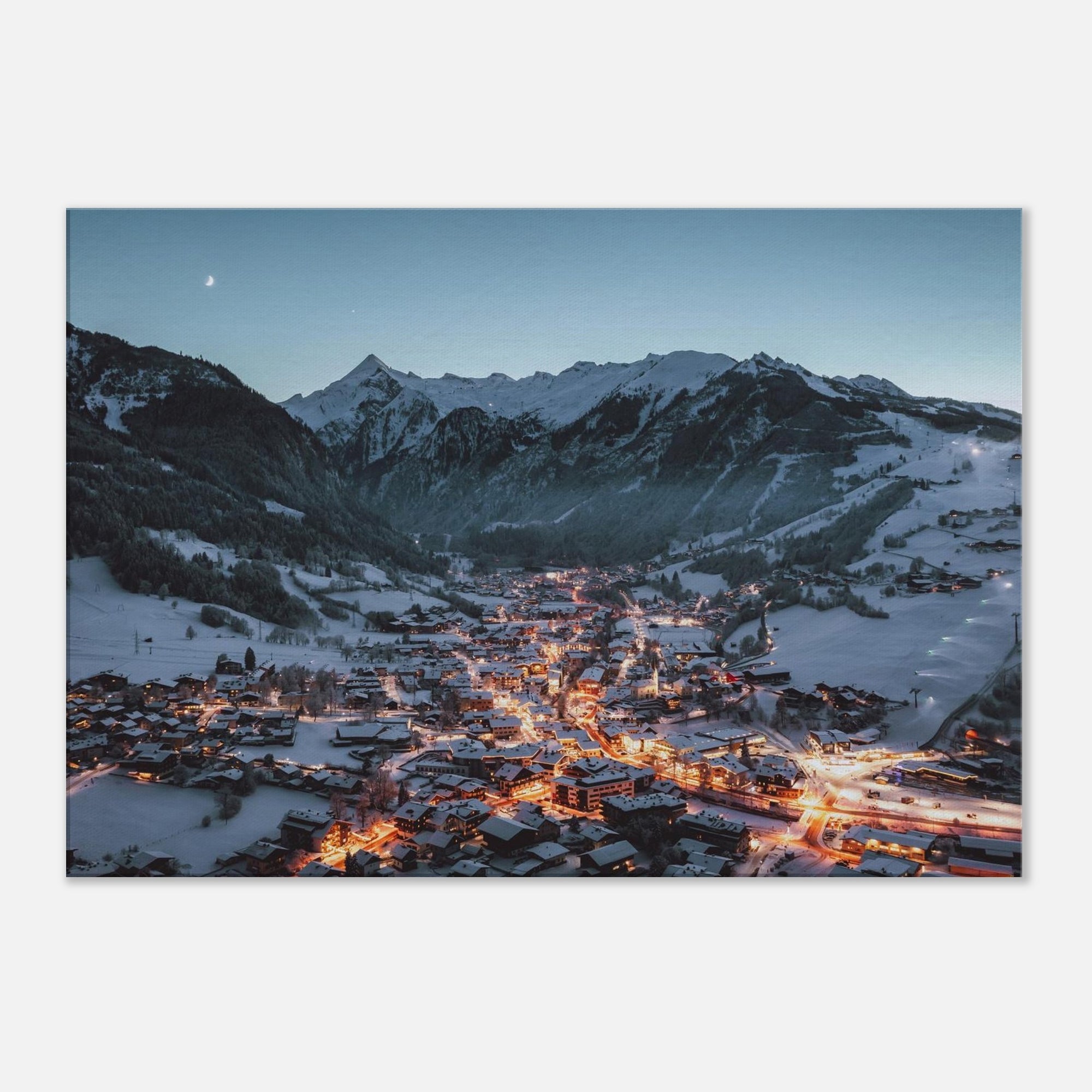Leinwand Dick - Kaprun mit Kitzsteinhorn Winterabend Print Material JFK Photography Prints 70x100 cm / 28x40″