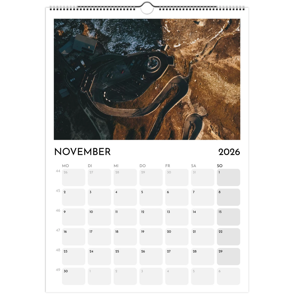 Wandkalender weiss 2026 Print Material JFK Photography Prints