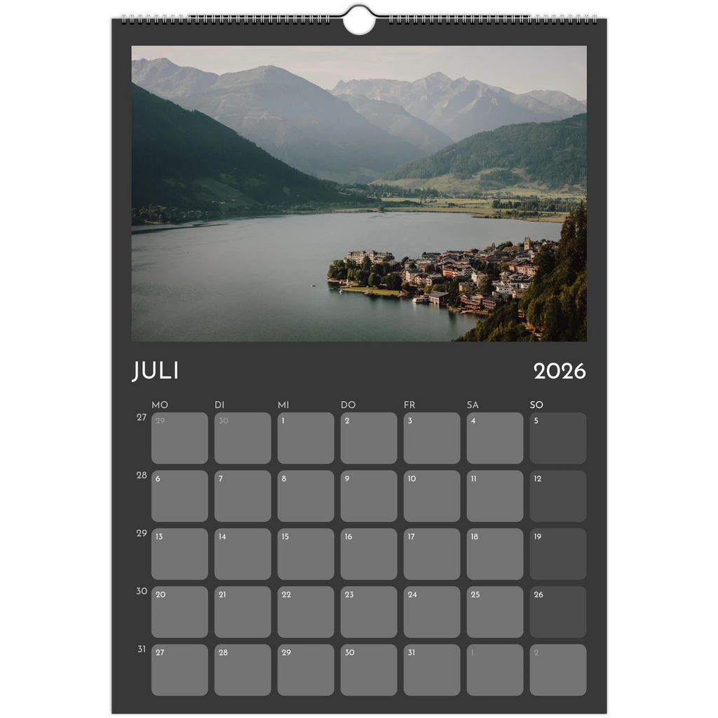 Wandkalender grau 2026 Print Material JFK Photography Prints