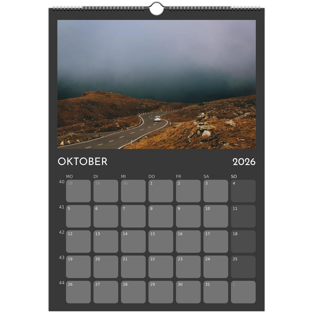 Wandkalender grau 2026 Print Material JFK Photography Prints