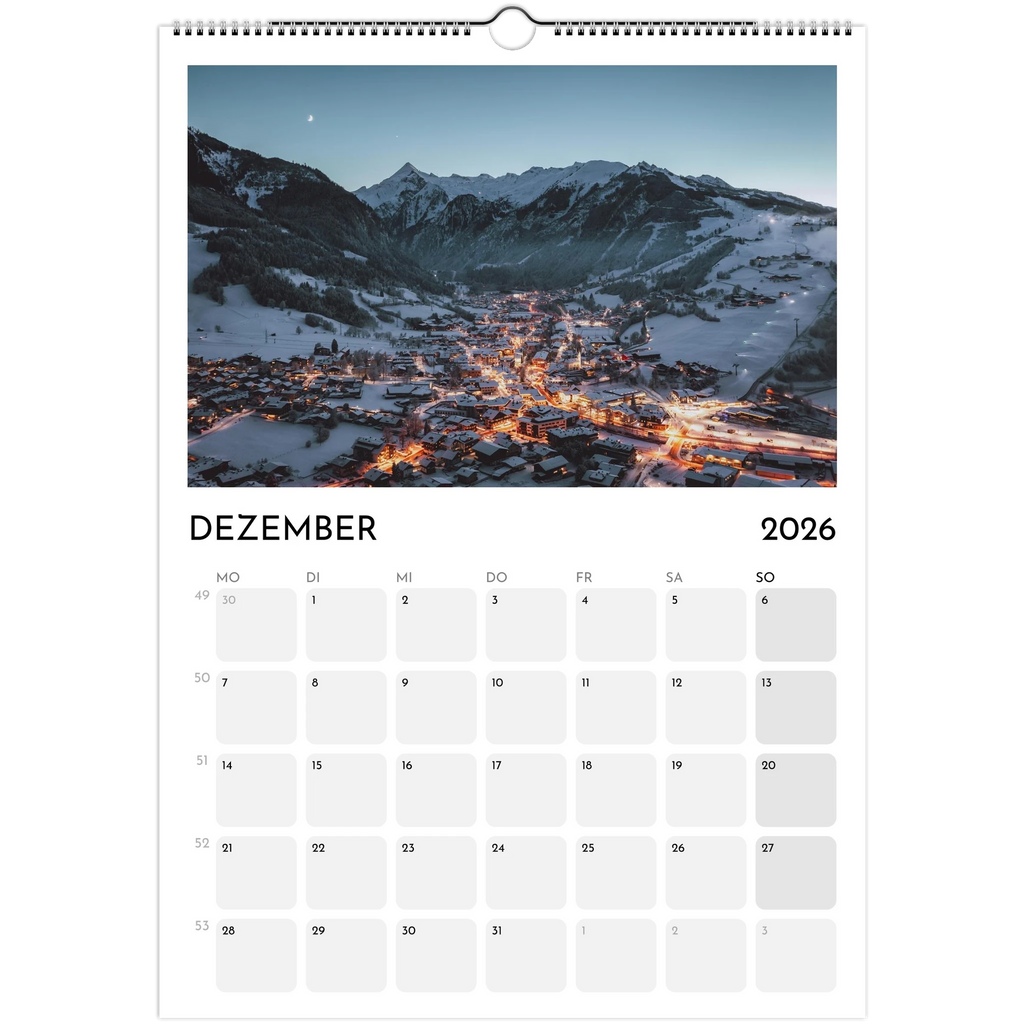 Wandkalender weiss 2026 Print Material JFK Photography Prints