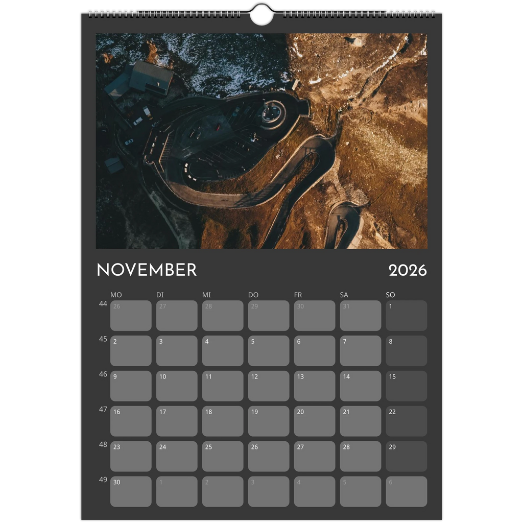 Wandkalender grau 2026 Print Material JFK Photography Prints