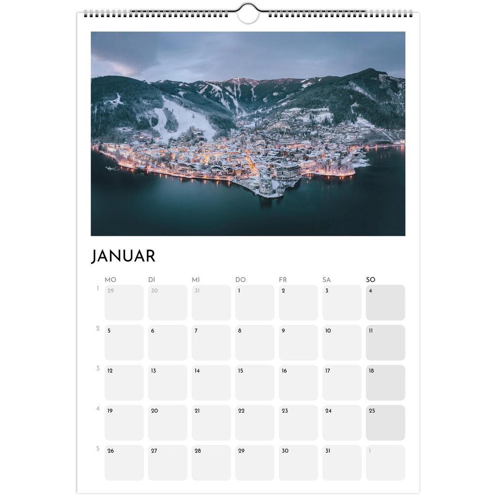 Wandkalender weiss 2026 Print Material JFK Photography Prints