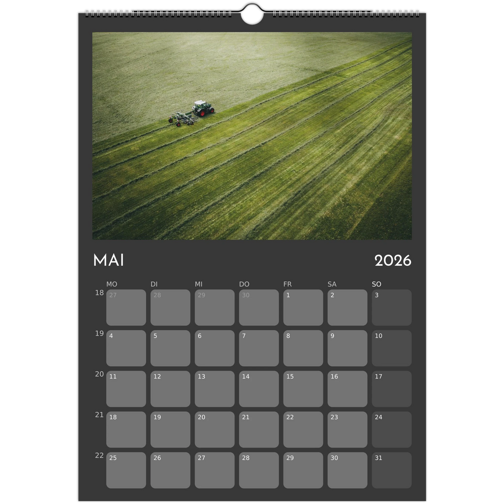 Wandkalender grau 2026 Print Material JFK Photography Prints