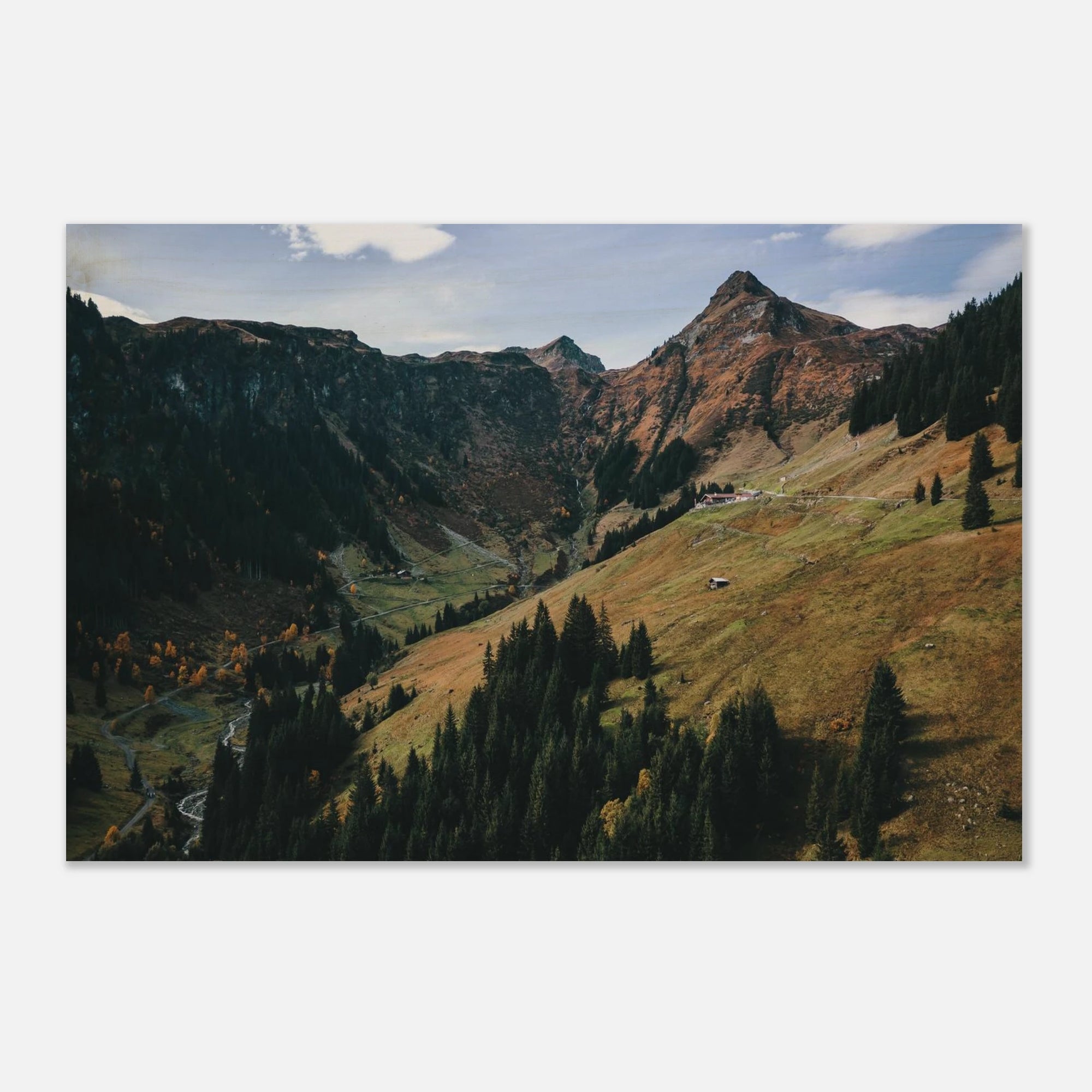 Holzdruck - Hintertal mit Tristkogel im Herbst Print Material JFK Photography Prints 40x60 cm / 16x24″