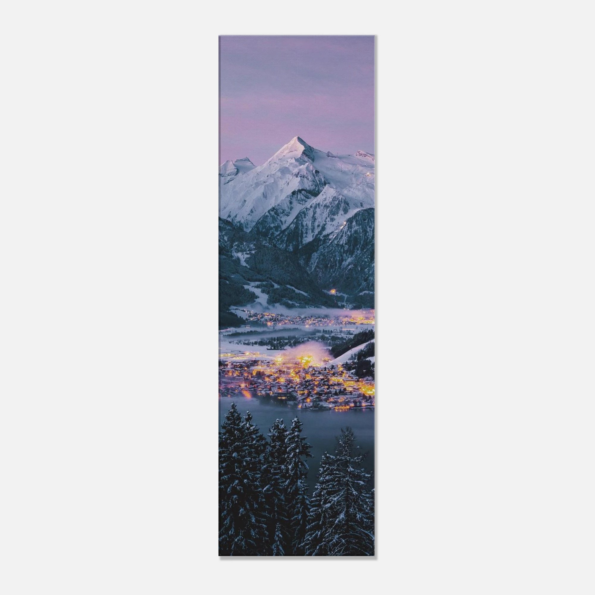 Leinwand Dick - Wintermorgen, Kaprun mit Kitzsteinhorn und Zeller See Print Material JFK Photography Prints 30x100 cm / 12x40″