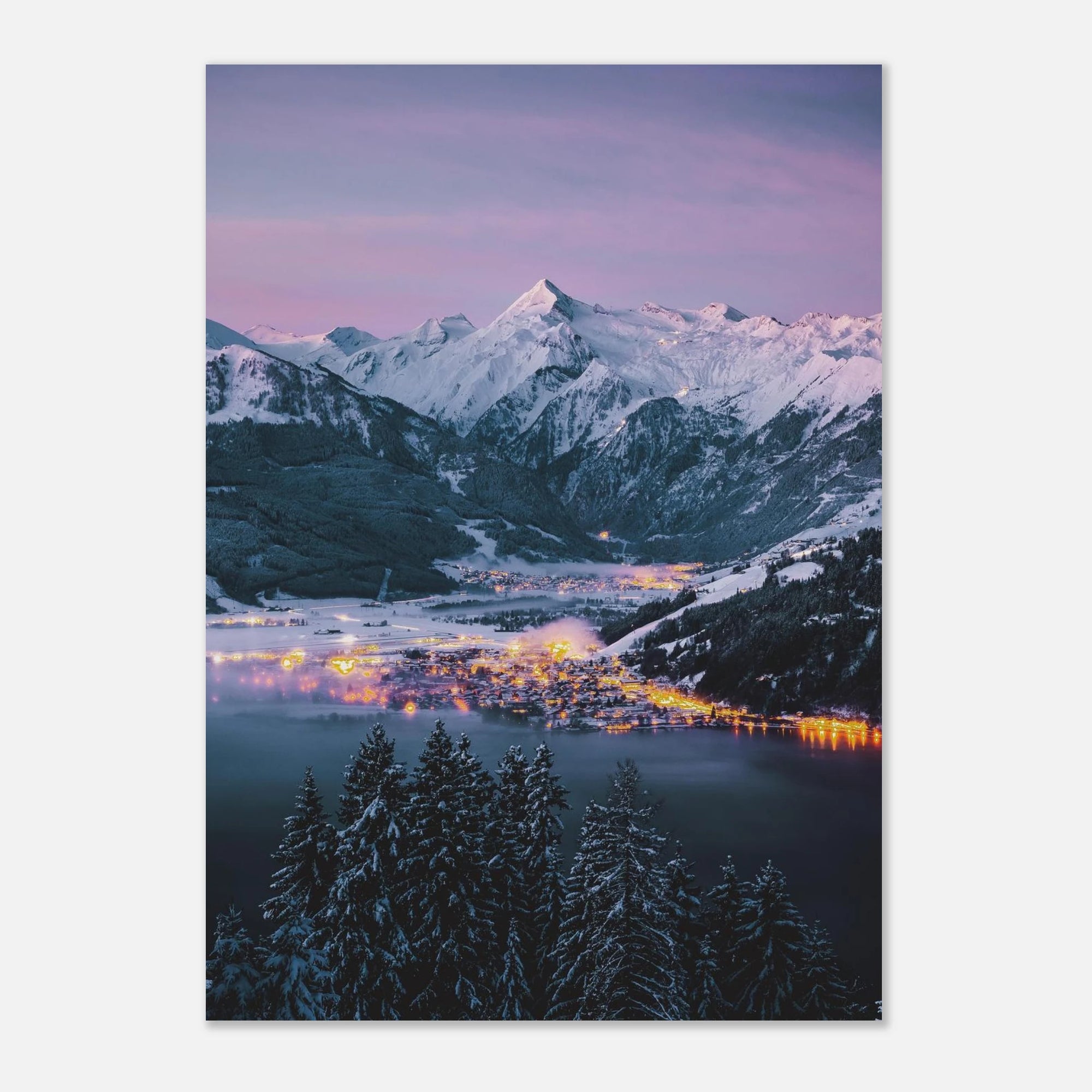 Kunstdruck - Kitzsteinhorn und Zeller See im Winter Print Material JFK Photography Prints A2 (42 x 59.4 cm)