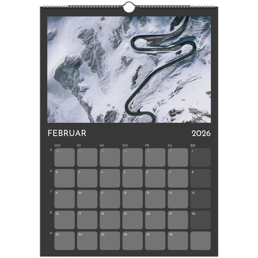 Wandkalender grau 2026 Print Material JFK Photography Prints
