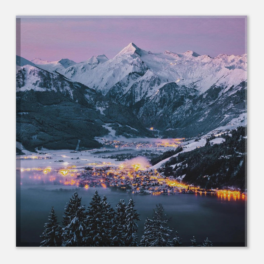 Leinwand Dick - Wintermorgen, Kaprun mit Kitzsteinhorn und Zeller See Print Material JFK Photography Prints 20x20 cm / 8x8″