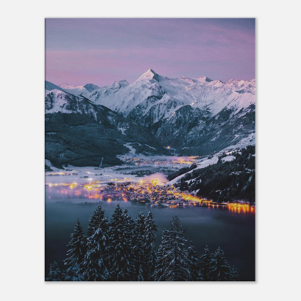 Leinwand Dick - Wintermorgen, Kaprun mit Kitzsteinhorn und Zeller See Print Material JFK Photography Prints 60x75 cm / 24x30″