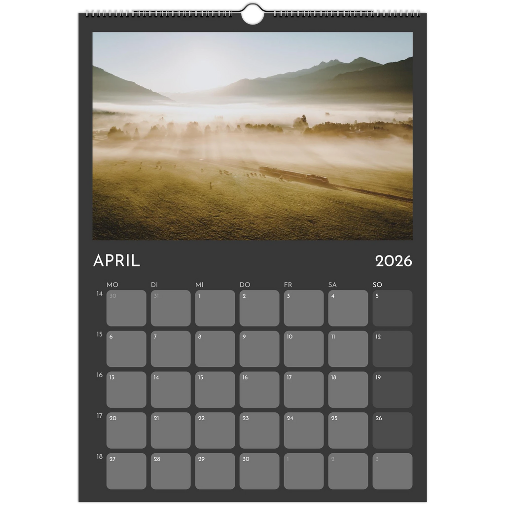 Wandkalender grau 2026 Print Material JFK Photography Prints